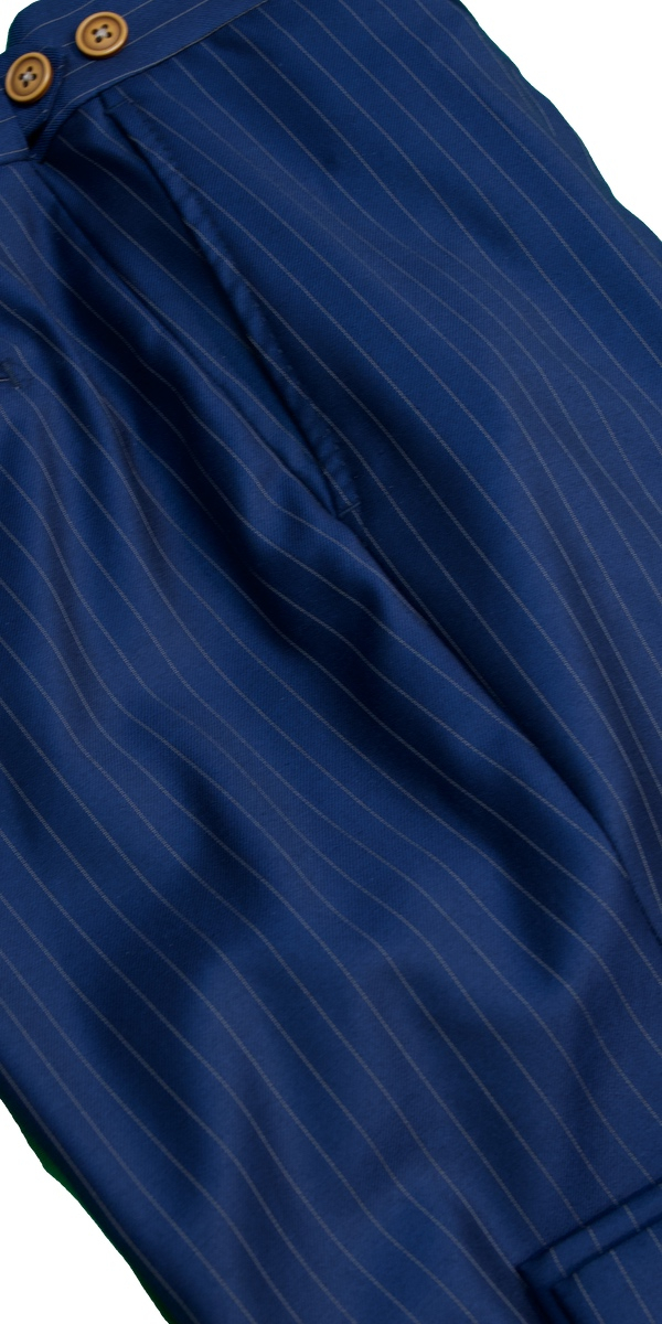 Navy Blue with Gold Pinstripe Wool Suit