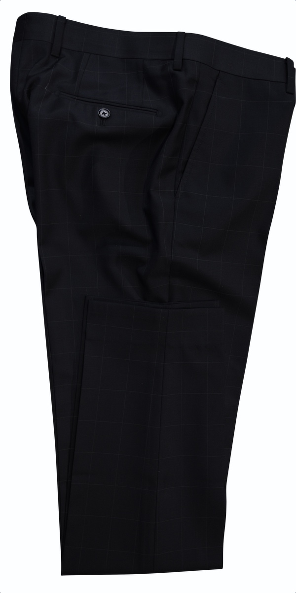 Black Windowpane Wool Suit