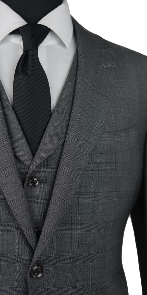 Grey Check Wool Suit