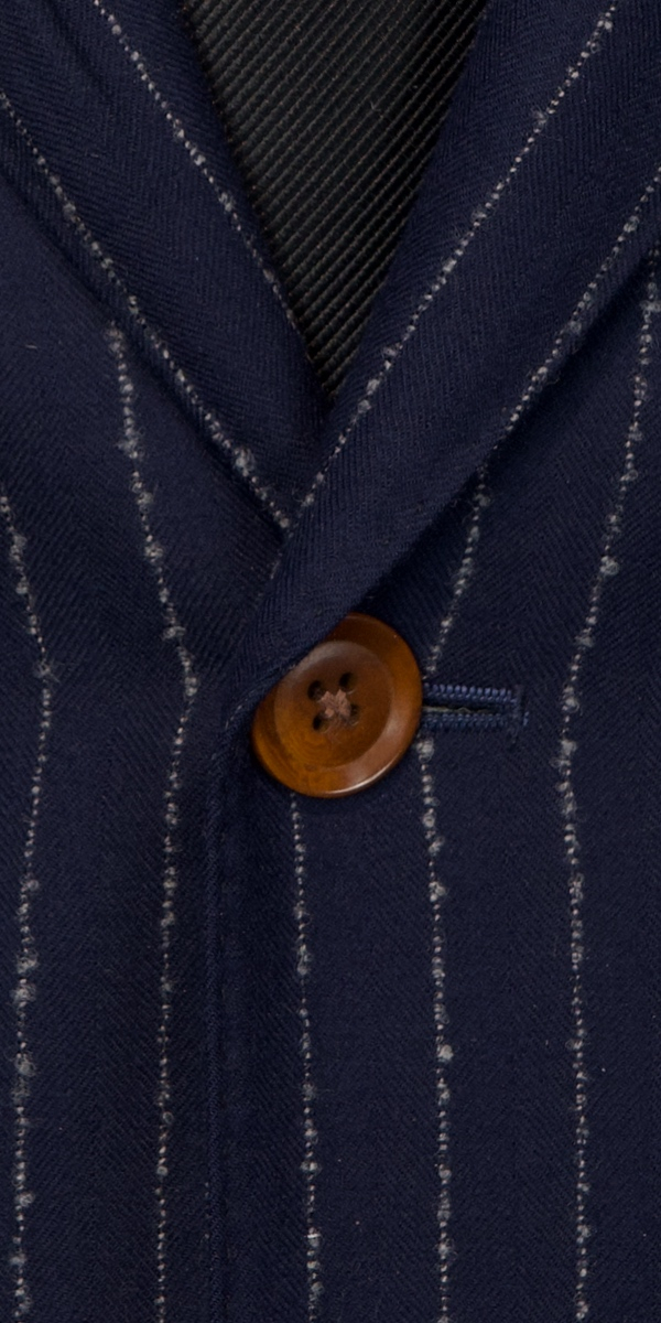 Navy Blue Fuzzy Pinstripe Wool Suit