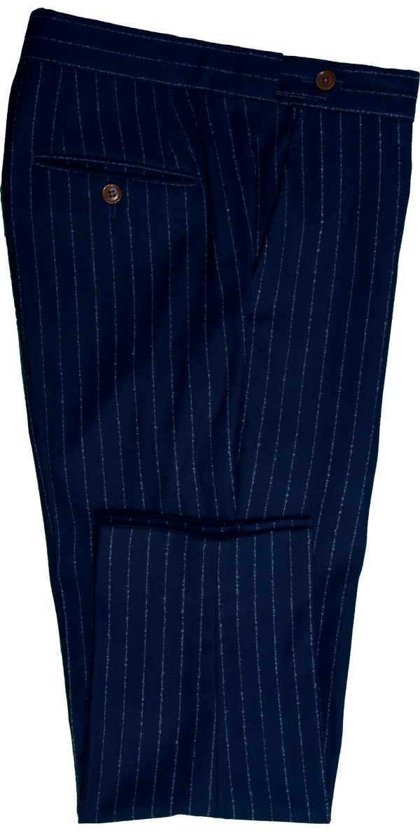 Navy Blue Fuzzy Pinstripe Wool Suit