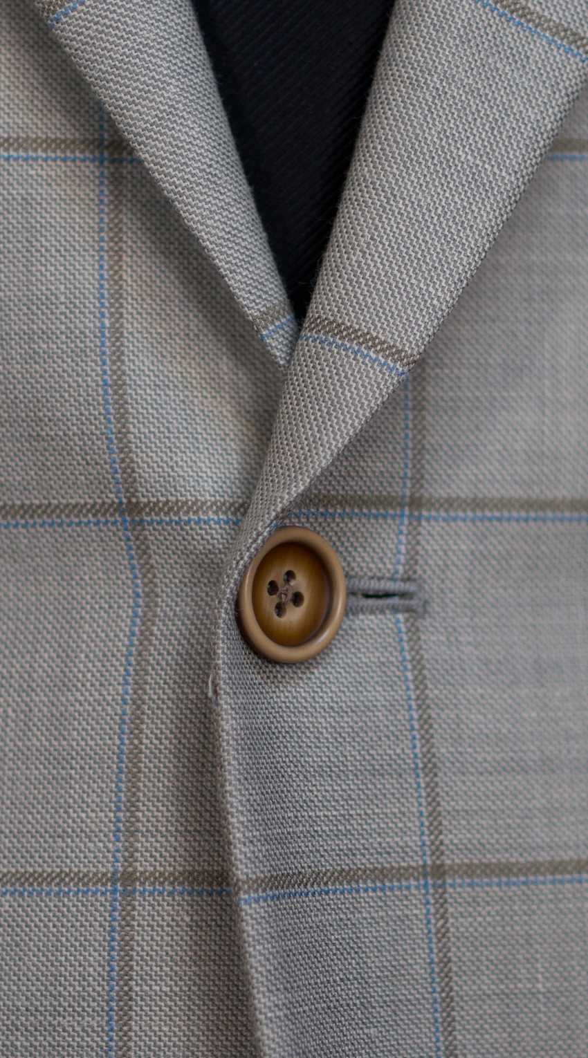Cream Windowpane Wool Suit