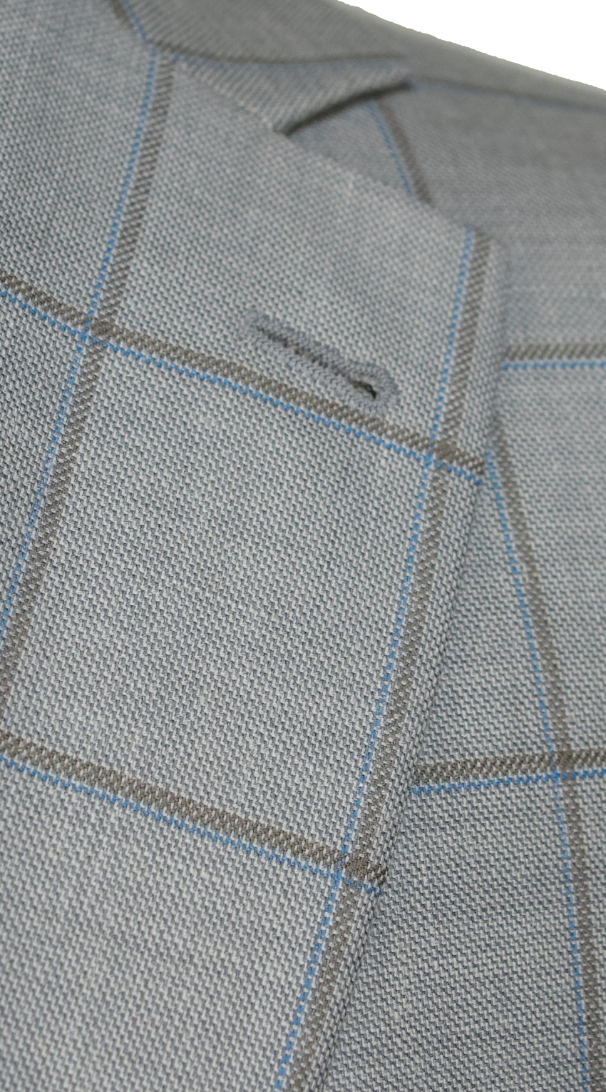 Cream Windowpane Wool Suit