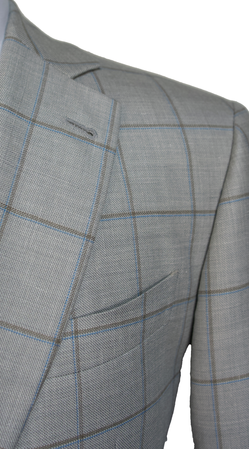 Cream Windowpane Wool Suit