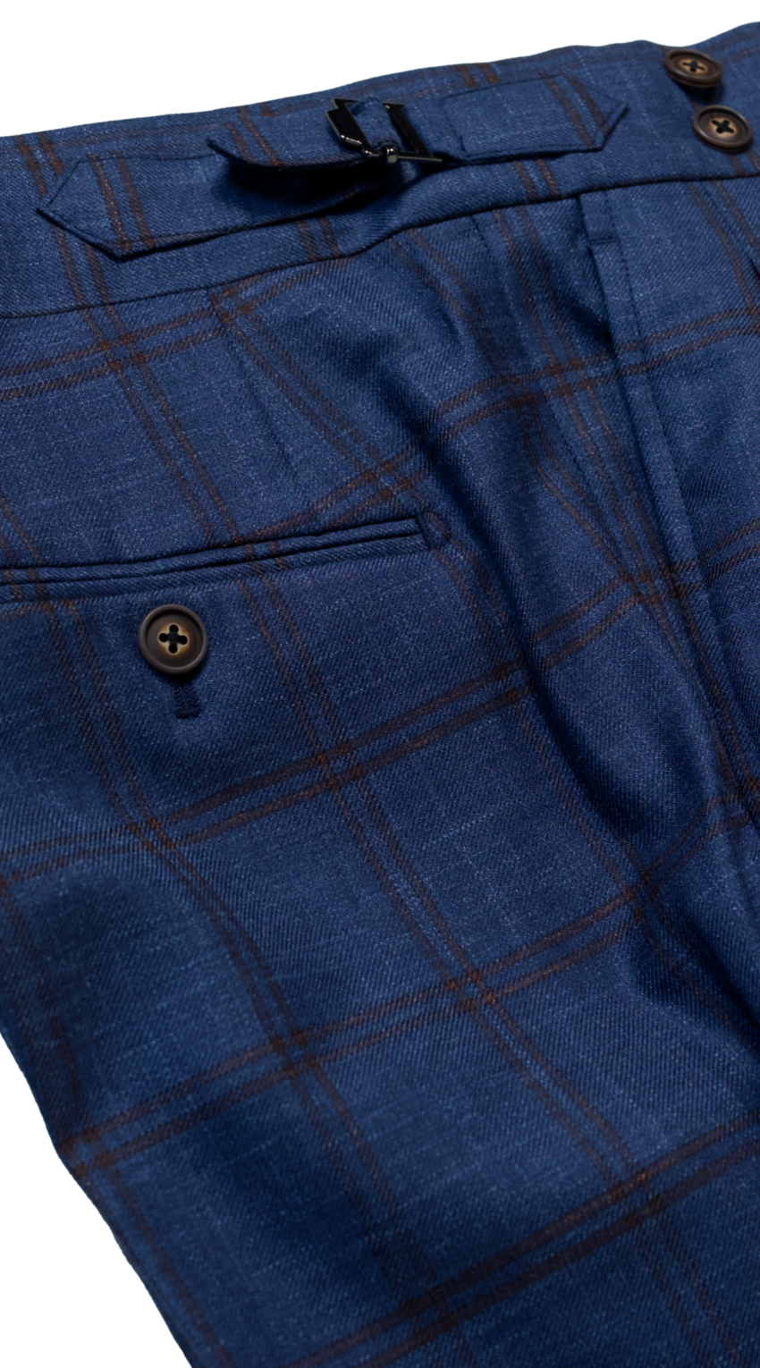 Complet Mélange Laine Carreaux Bleus Marron