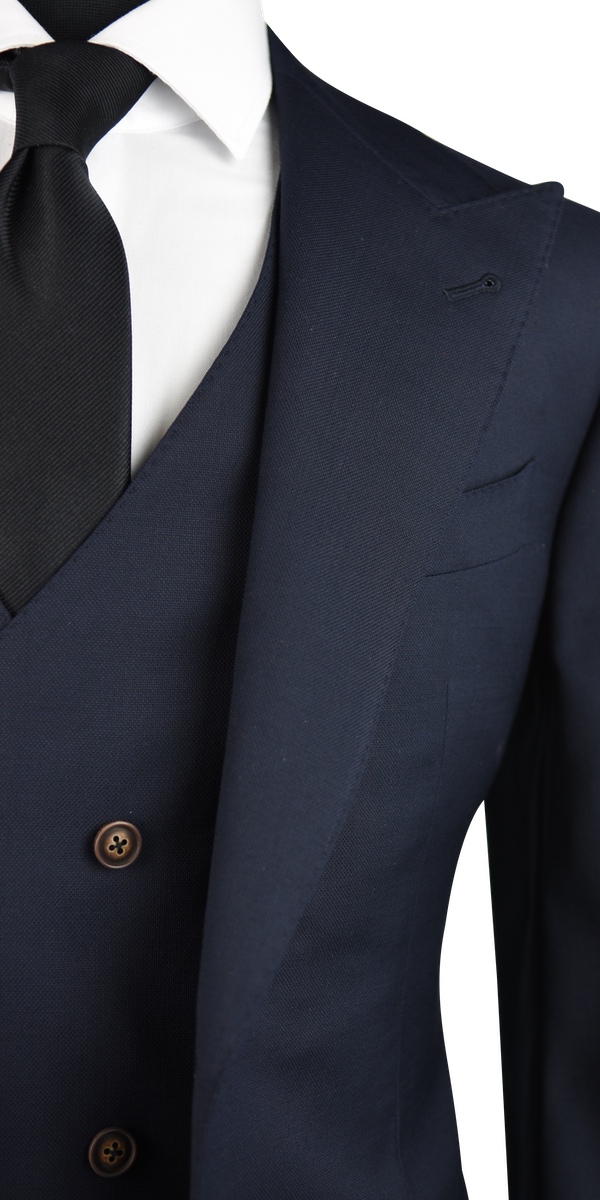 Complet Laine Birdseye Bleu Foncé