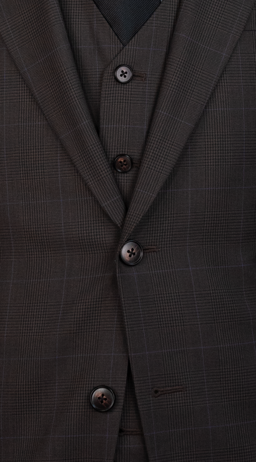 Complet Prince de Galles Marron Avec Surpiqûres Bleues