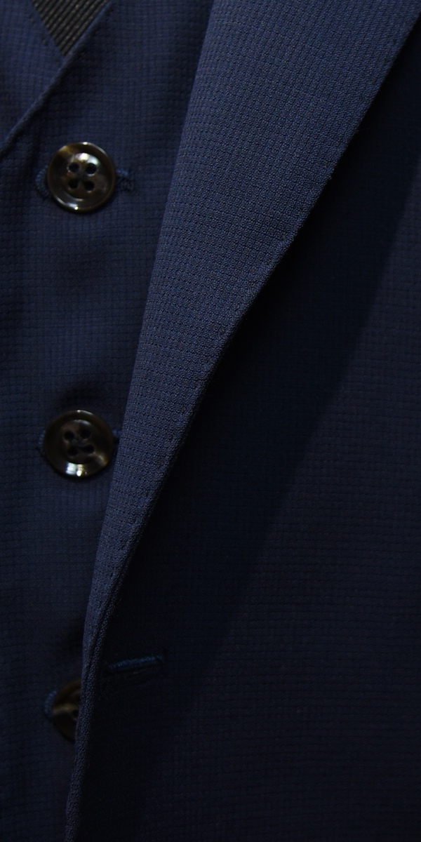 Navy Blue Textured Wool Suit