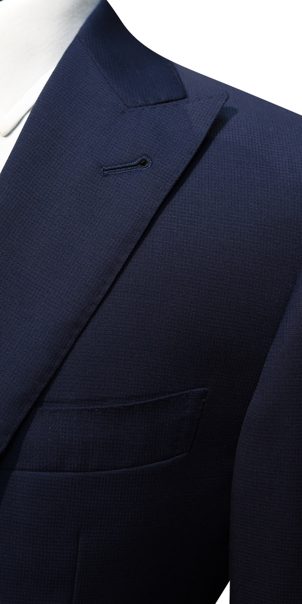 Navy Blue Textured Wool Suit