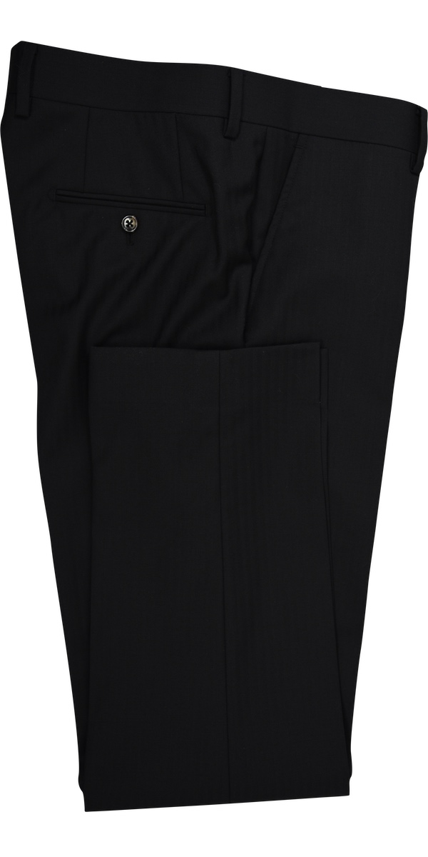 Black Herringbone Wool Suit