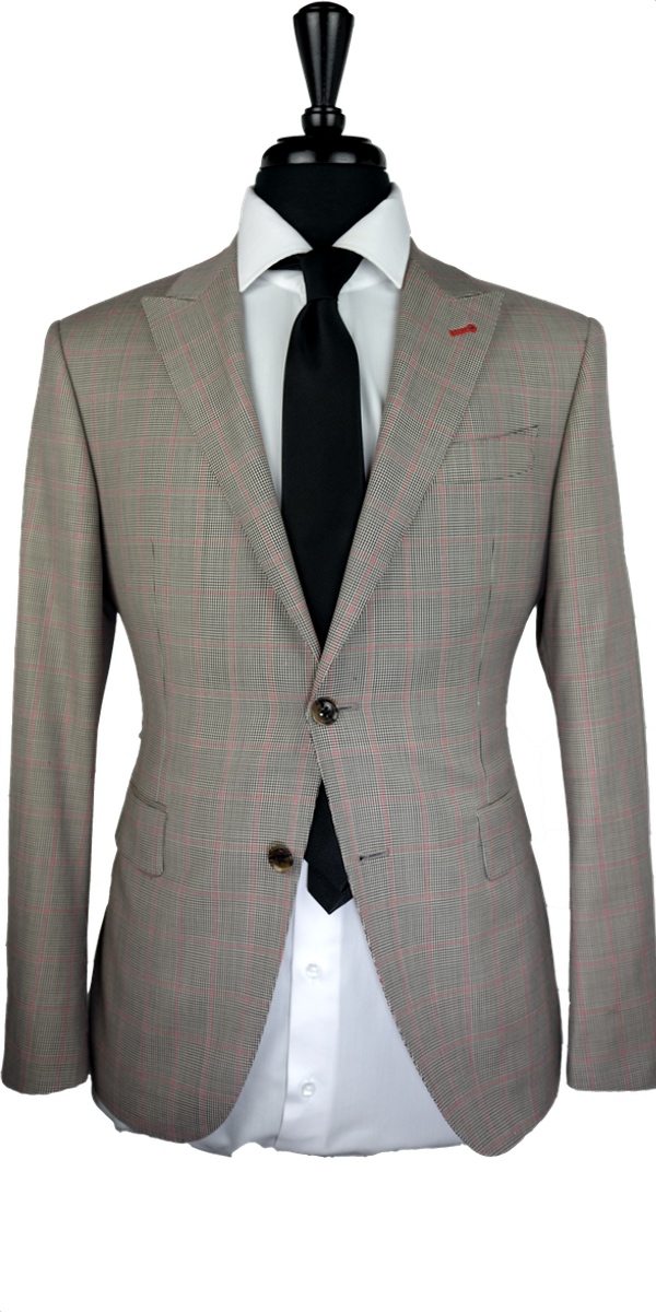 Houndstooth with Red Check Wool Suit