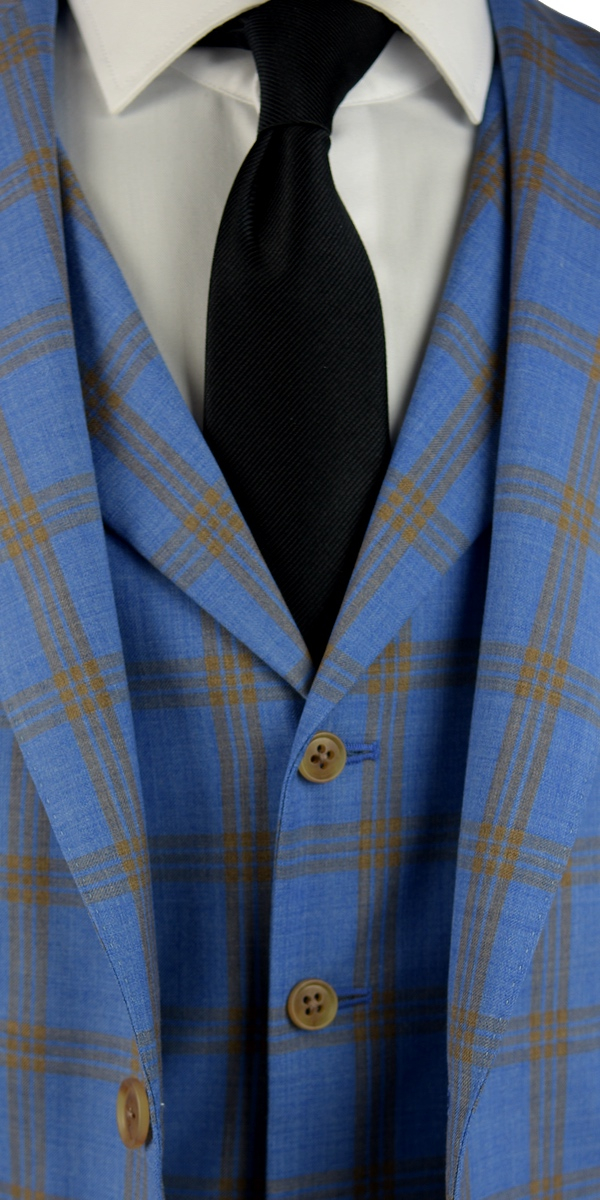 Sky Blue with Yellow Check Wool Suit