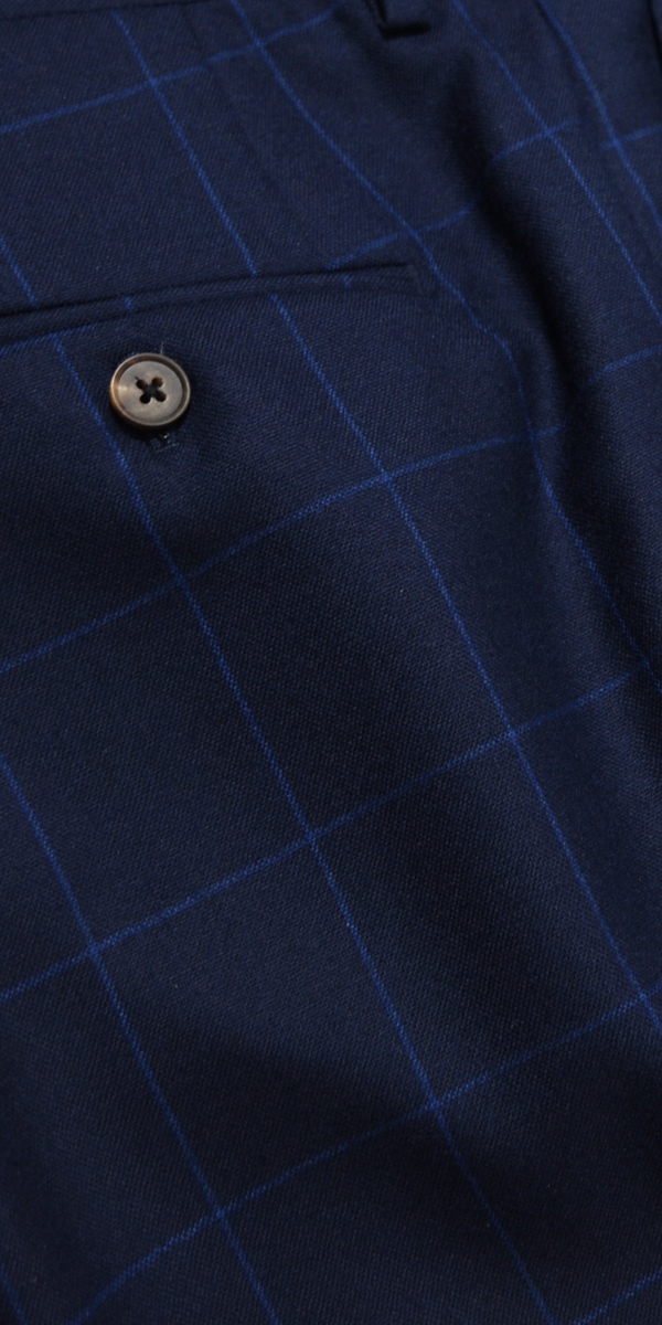 Blue Windowpane Canvas Wool Suit