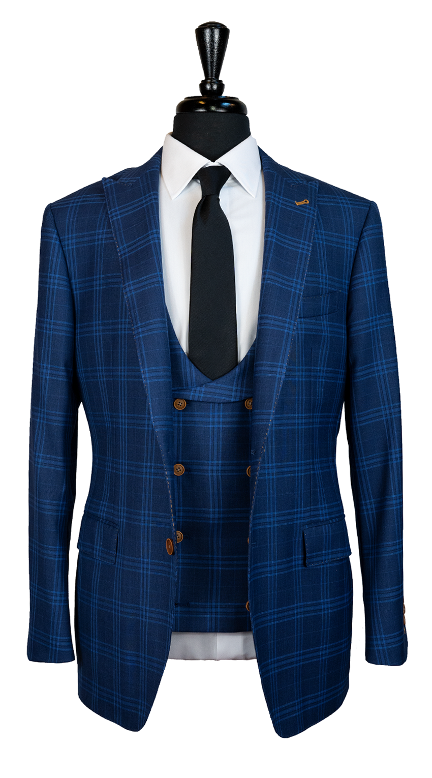 Lapis Blue Windowpane Chic Suit