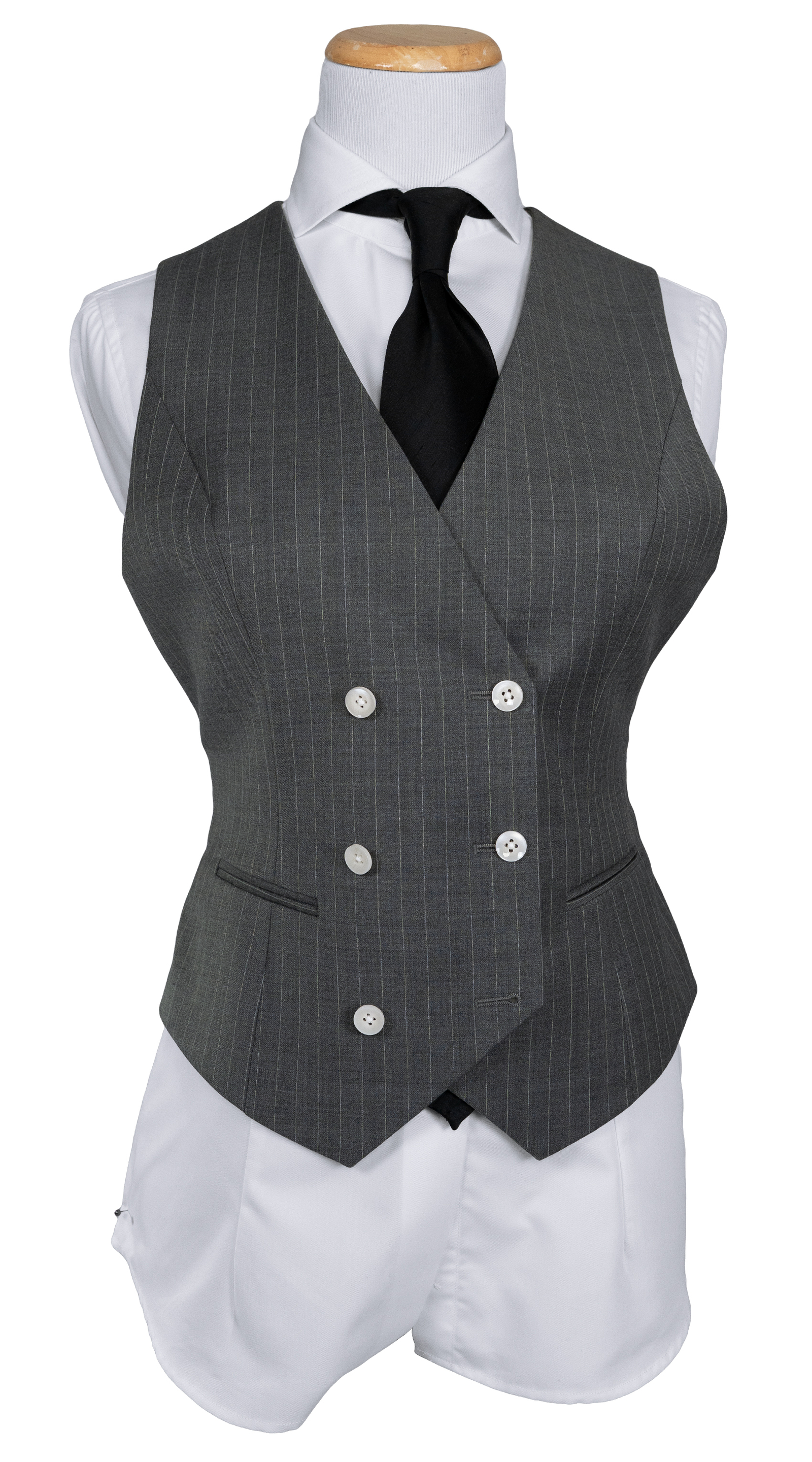 Charcoal Pinstripe Wool Three-Piece Suit