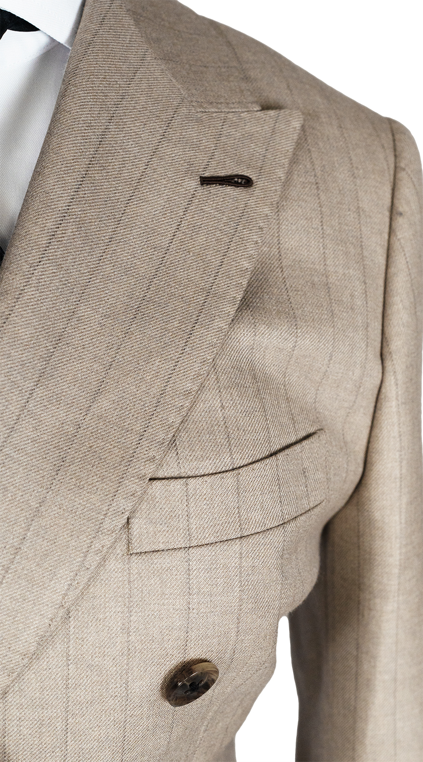 Taupe Pinstripe Double-Breasted Suit