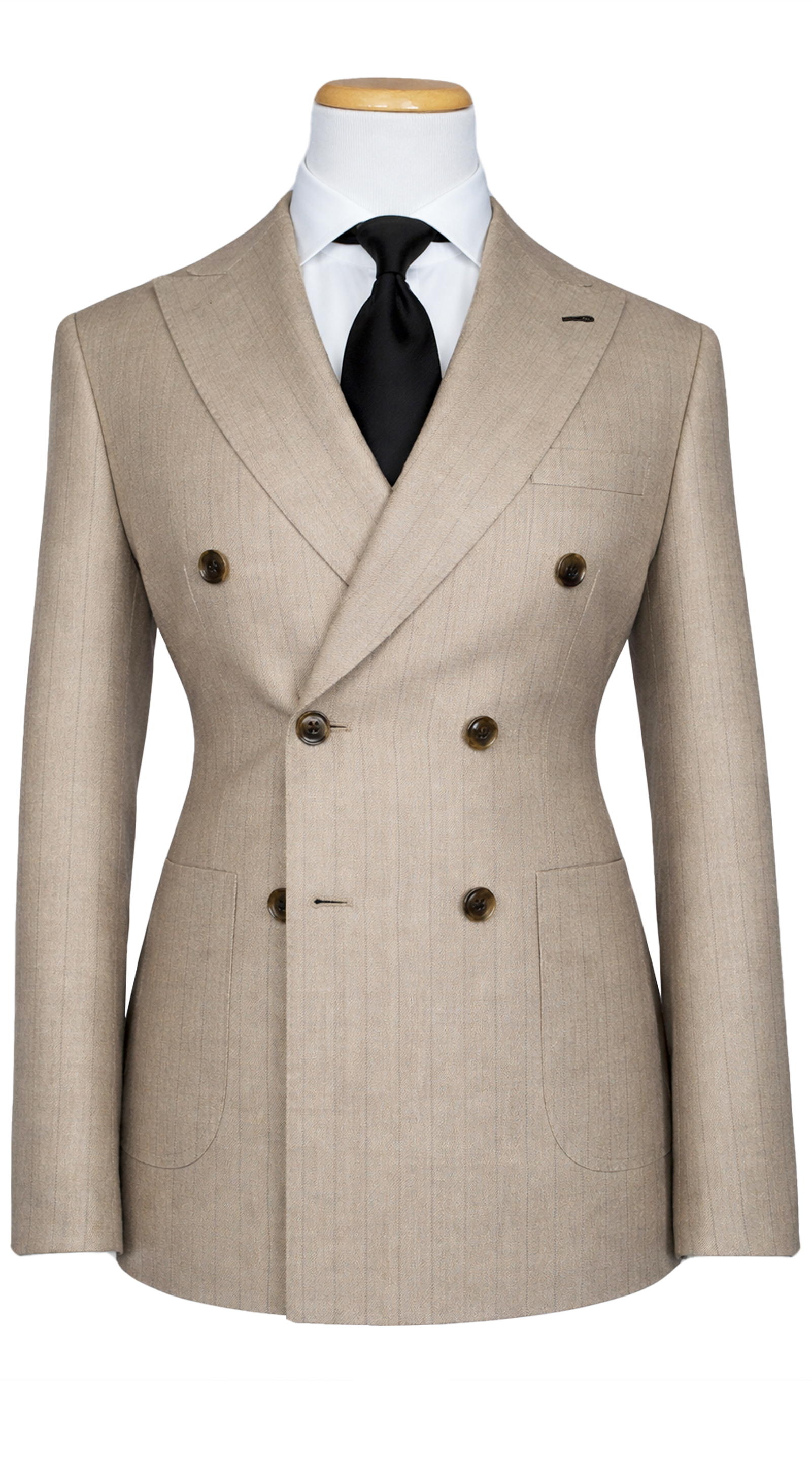 Taupe Pinstripe Double-Breasted Suit