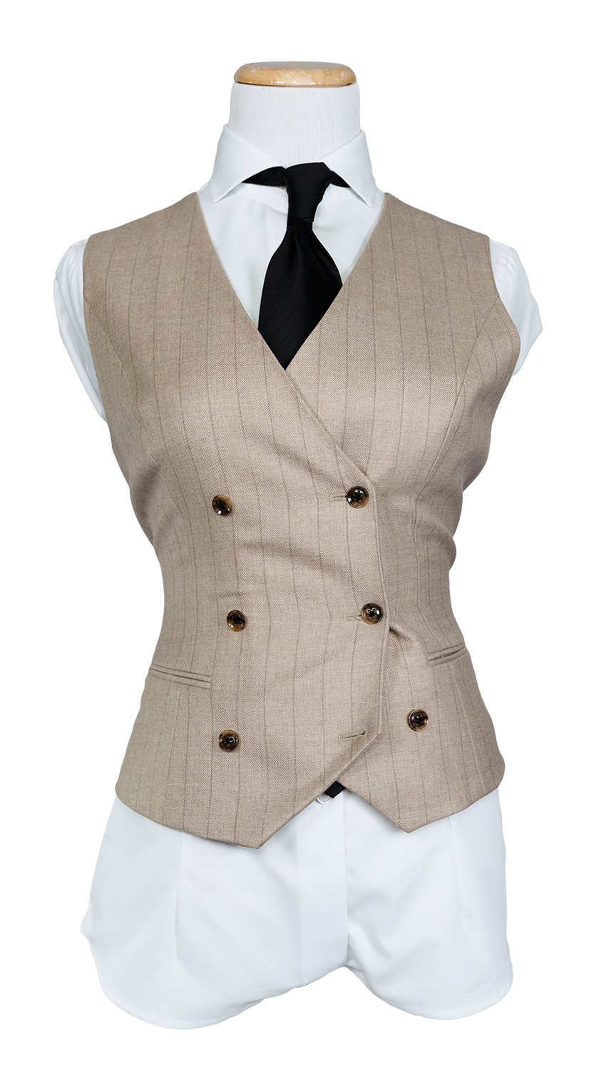Taupe Pinstripe Double-Breasted Suit