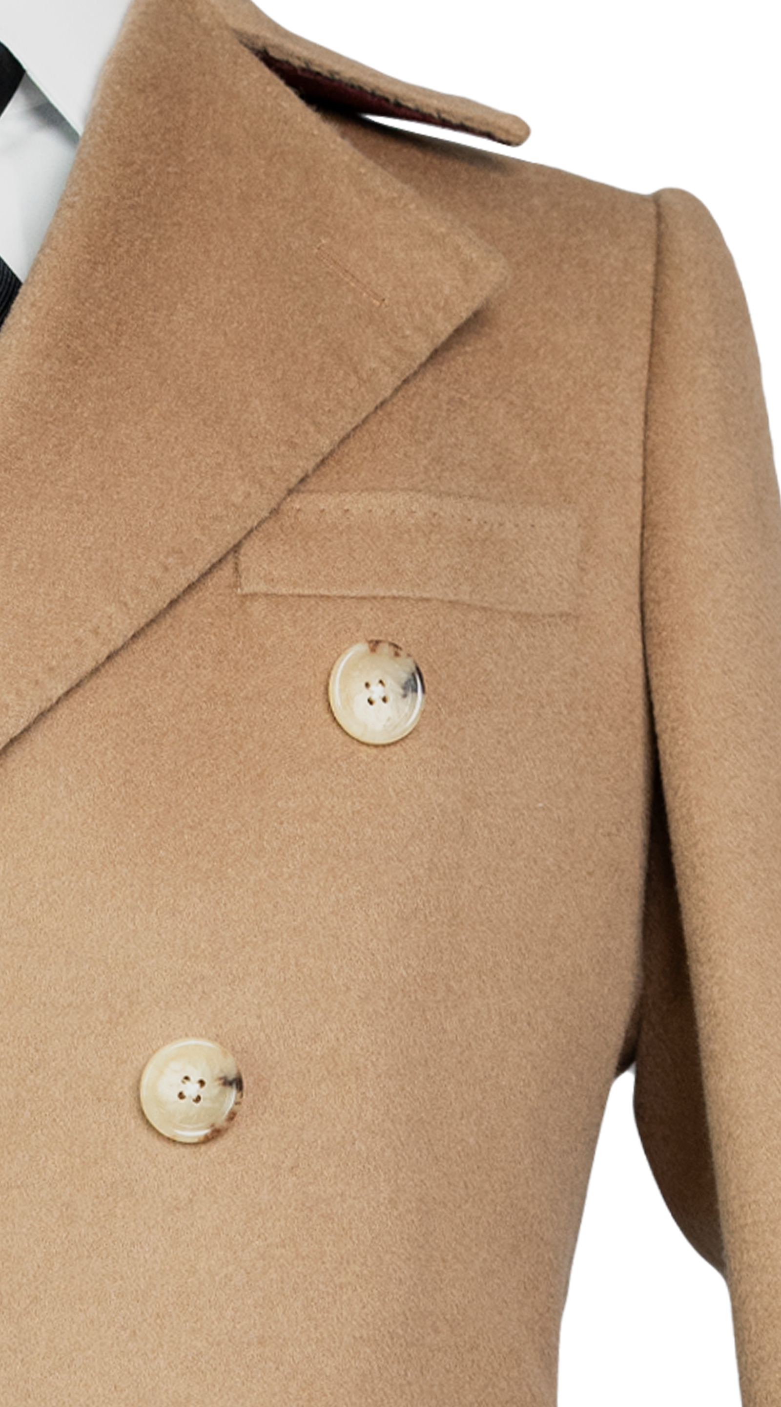 Camel Double-Breasted Wool Overcoat