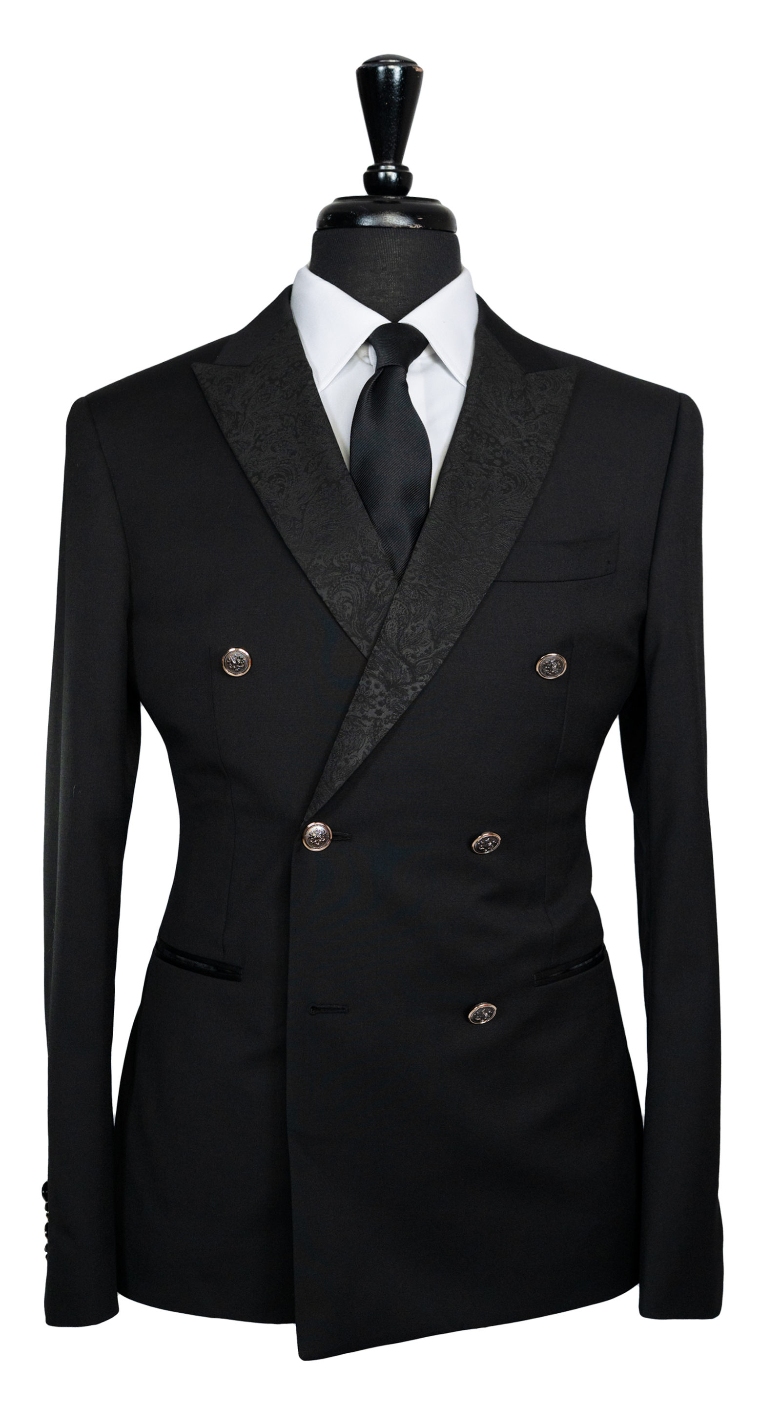 Complet Croisé Paisley Noir