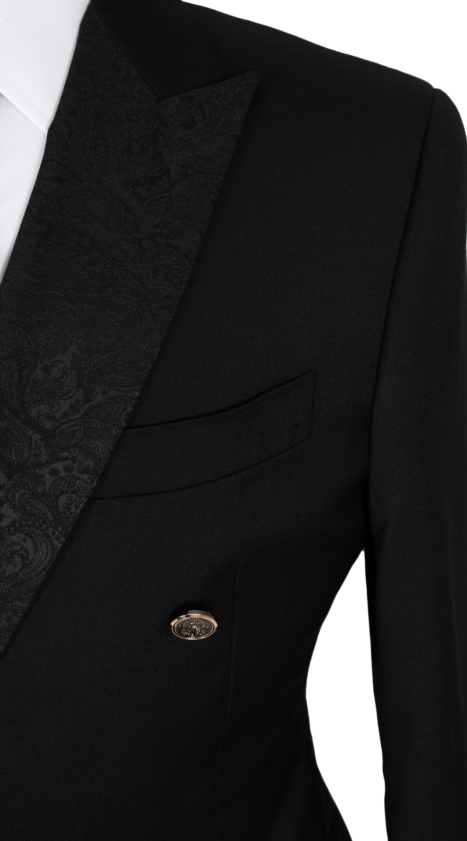Complet Croisé Paisley Noir