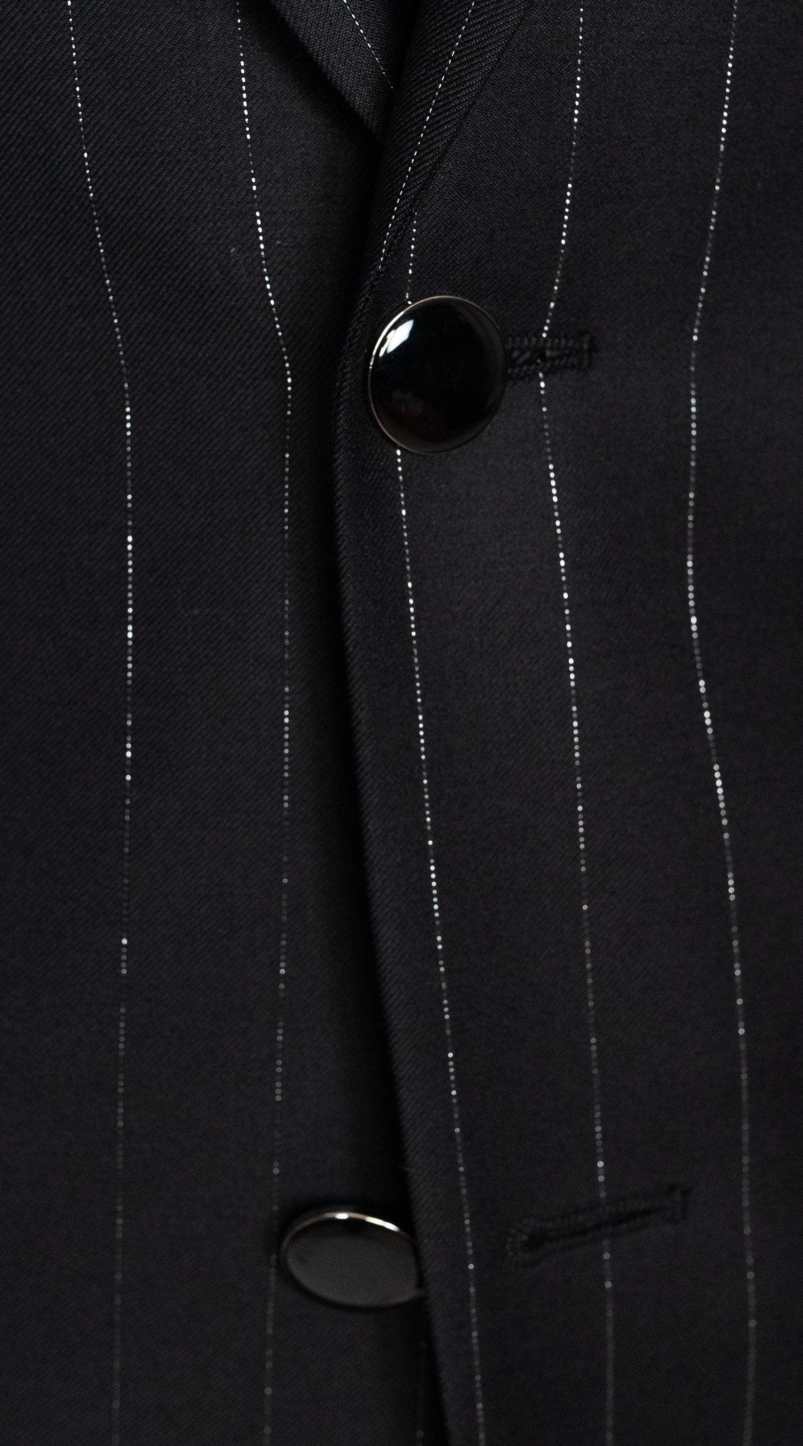 Black Pinstripe Wool Suit