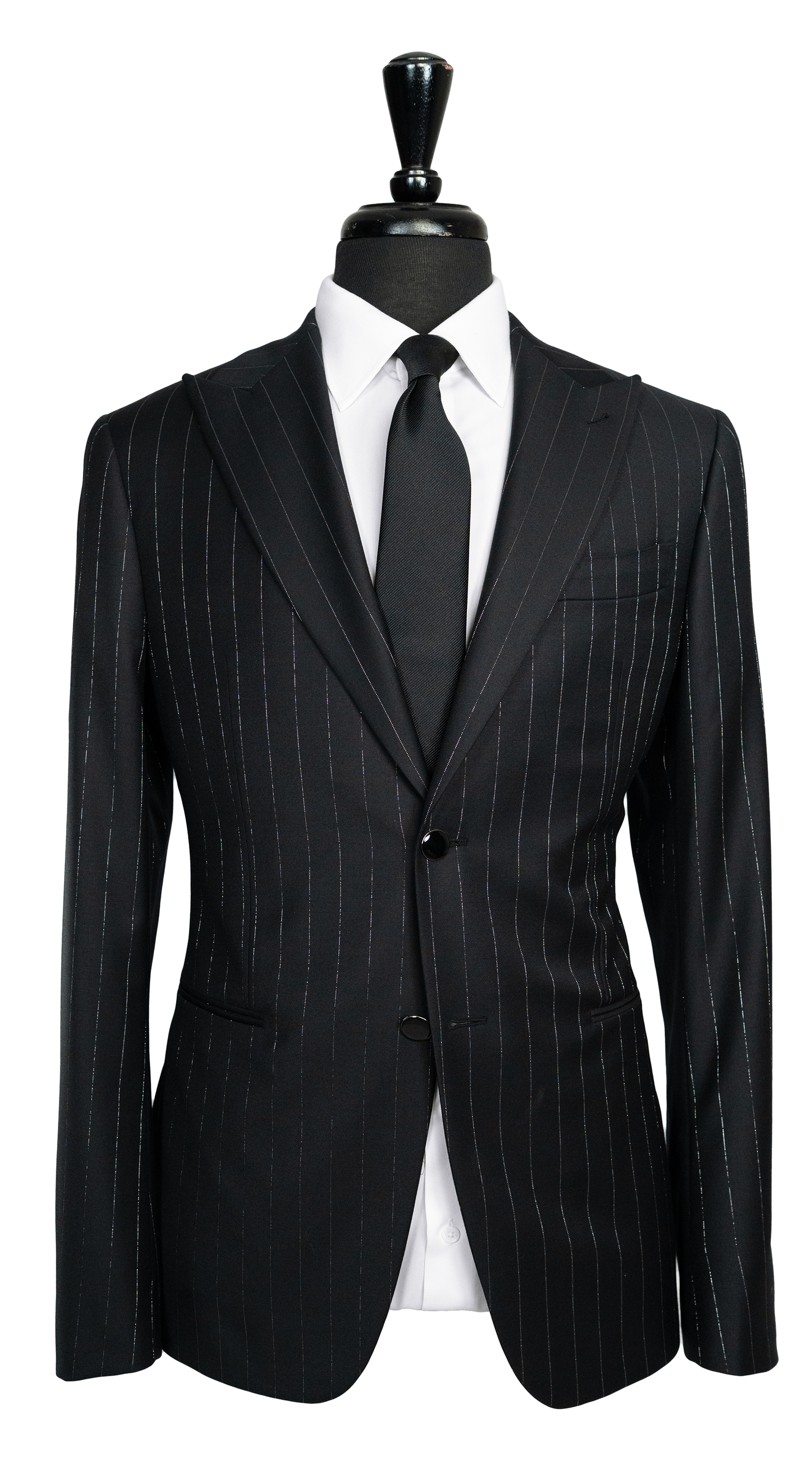 Black Pinstripe Wool Suit