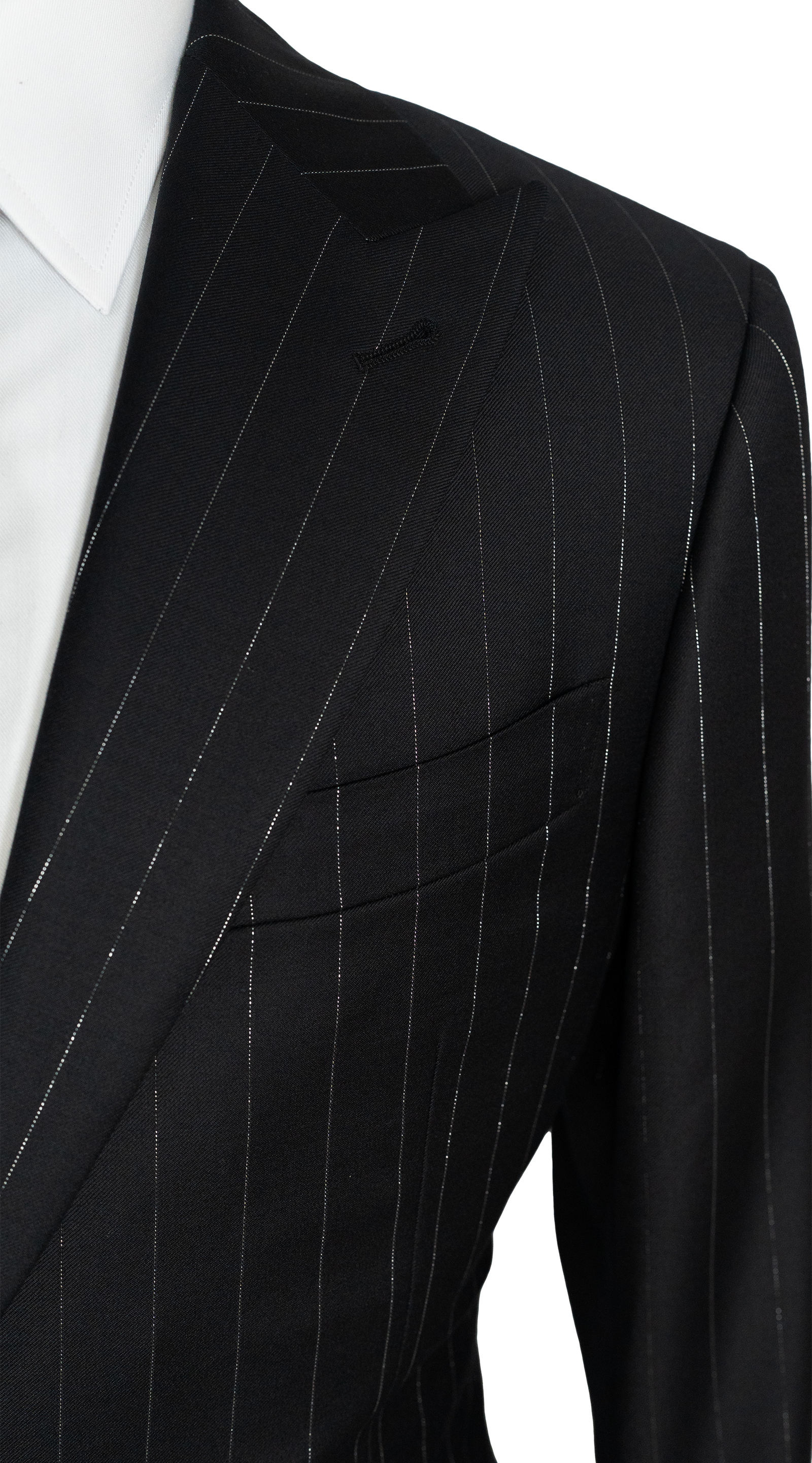 Black Pinstripe Wool Suit