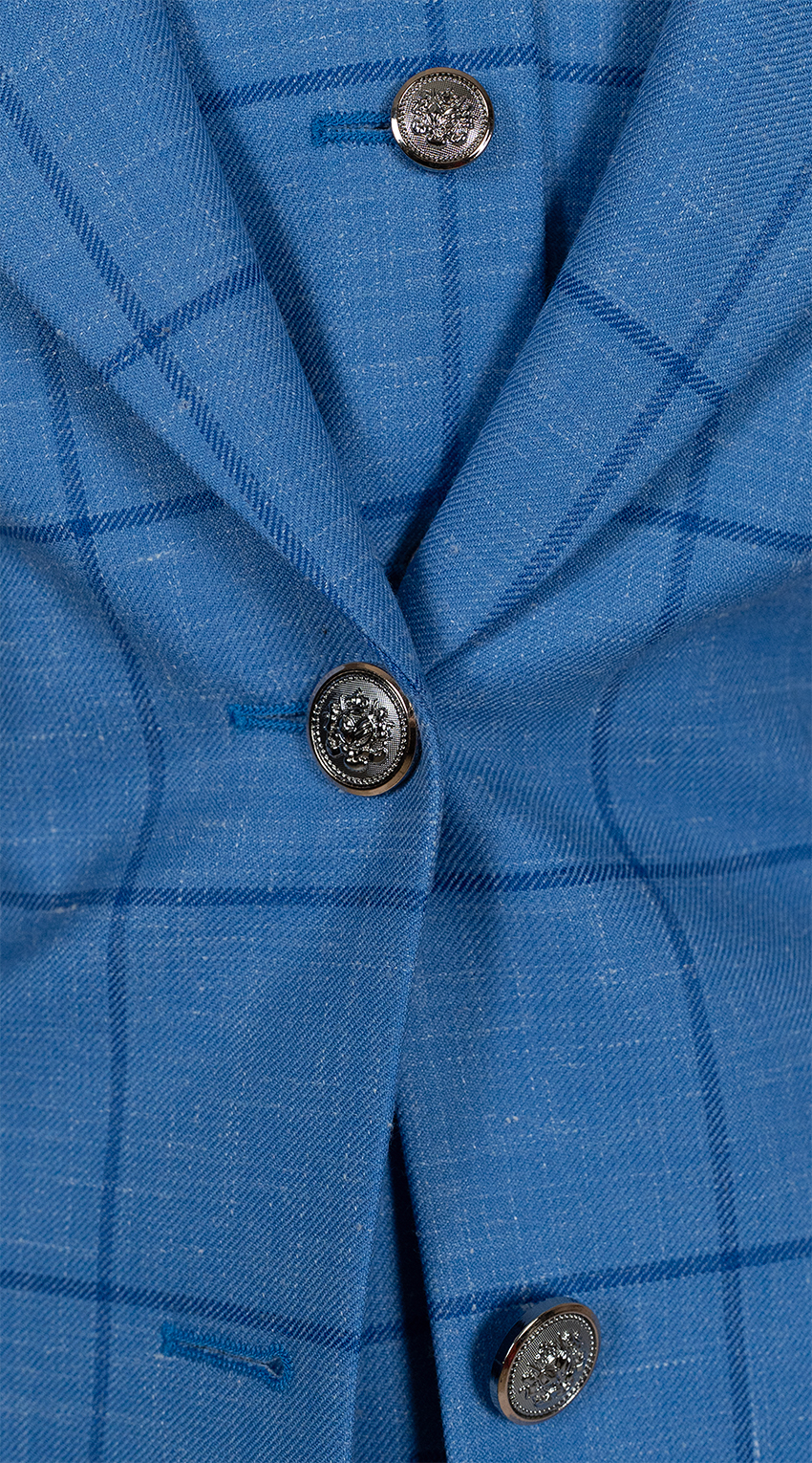 Complet Trois Pièces Carreaux Bleu Windowpane