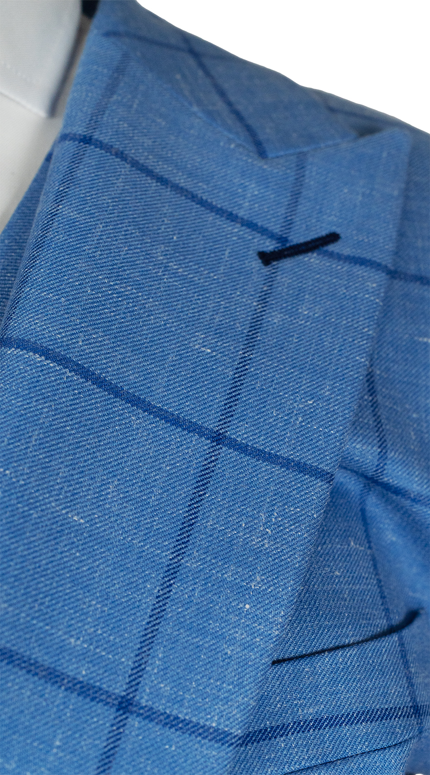 Complet Trois Pièces Carreaux Bleu Windowpane