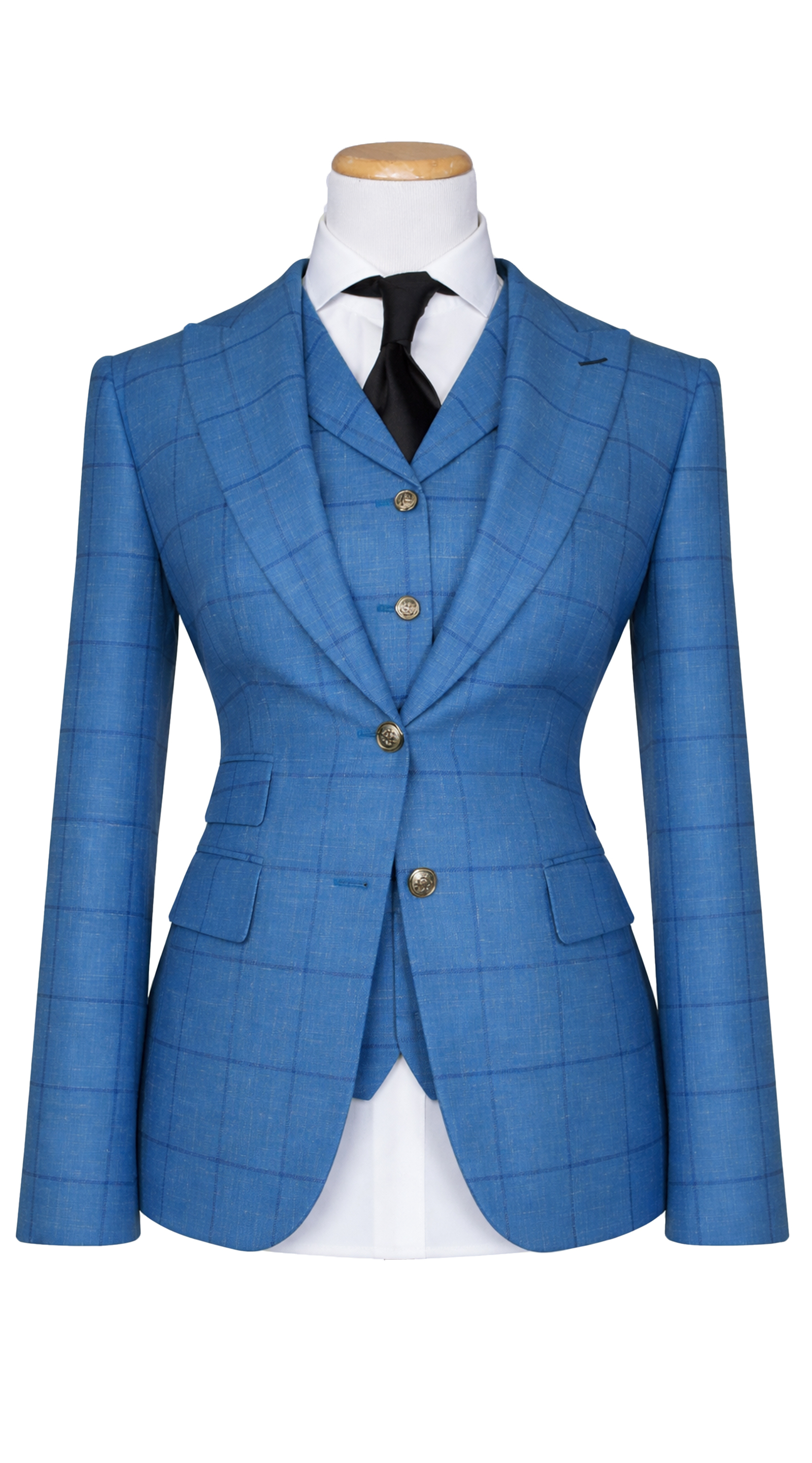 Complet Trois Pièces Carreaux Bleu Windowpane