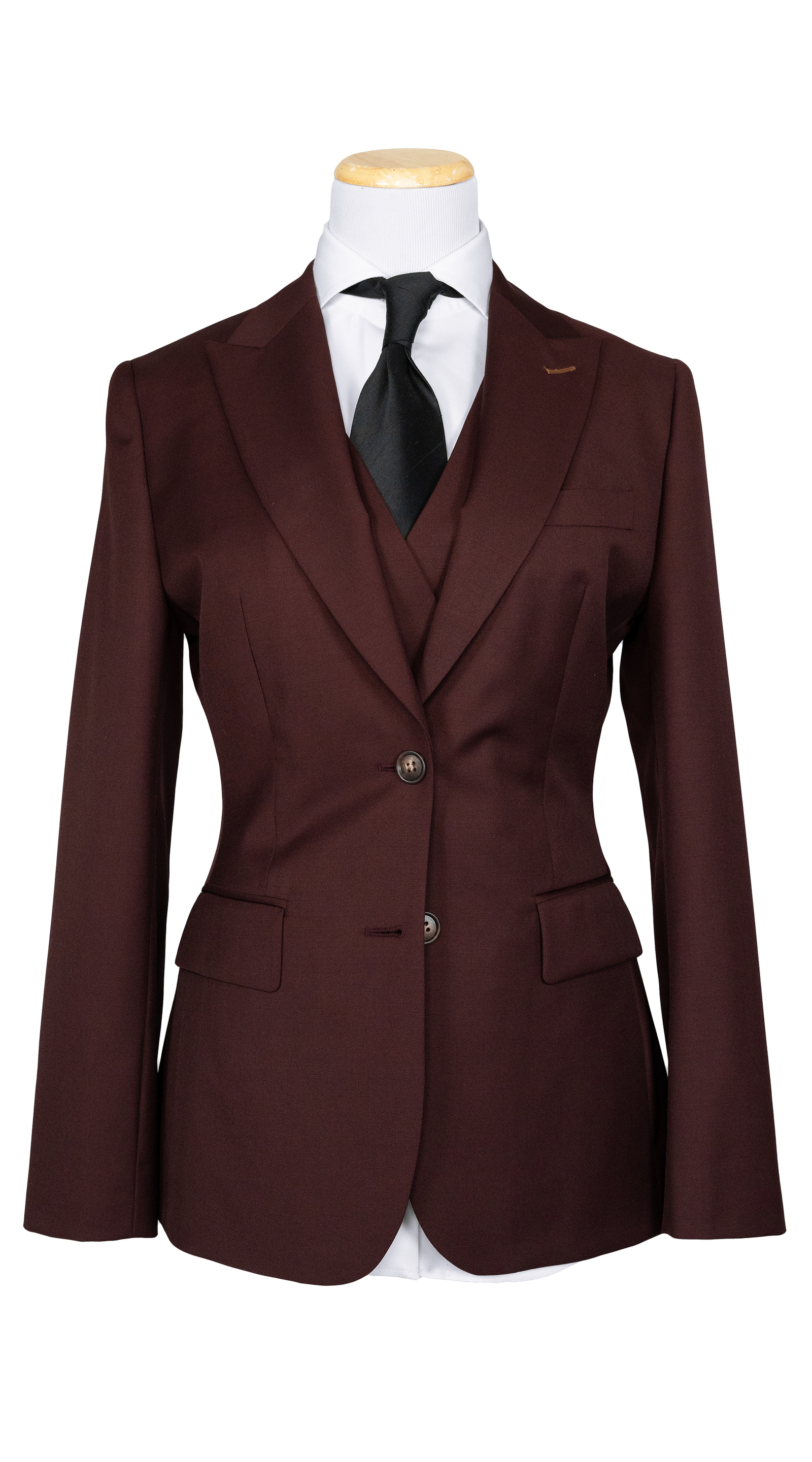 Burgundy Wool Three-Piece Suit
