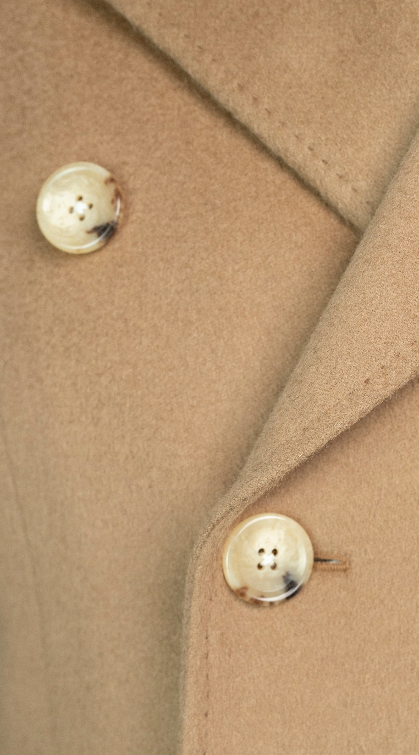 Camel Double-Breasted Wool Overcoat