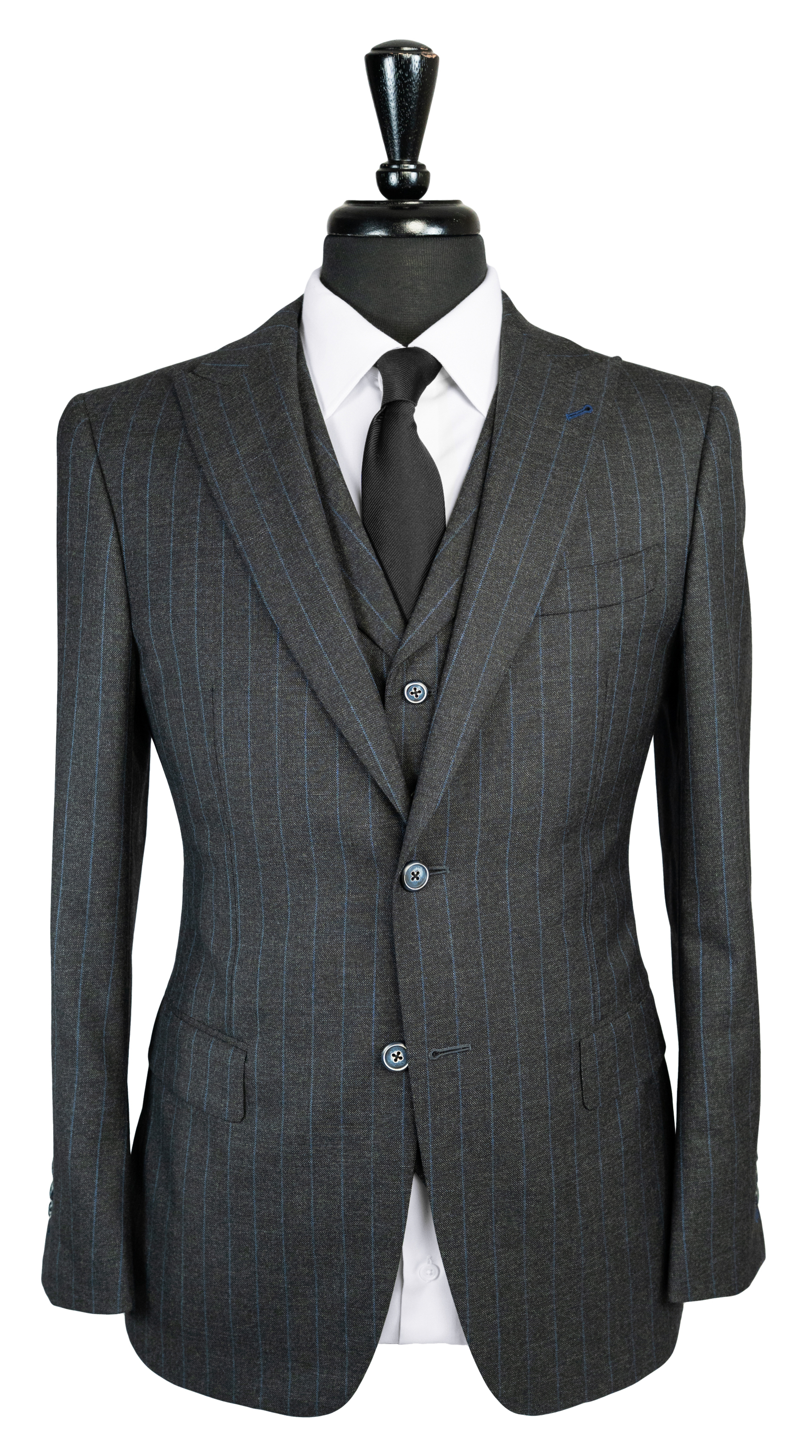 Charcoal Blue Pinstripe Suit