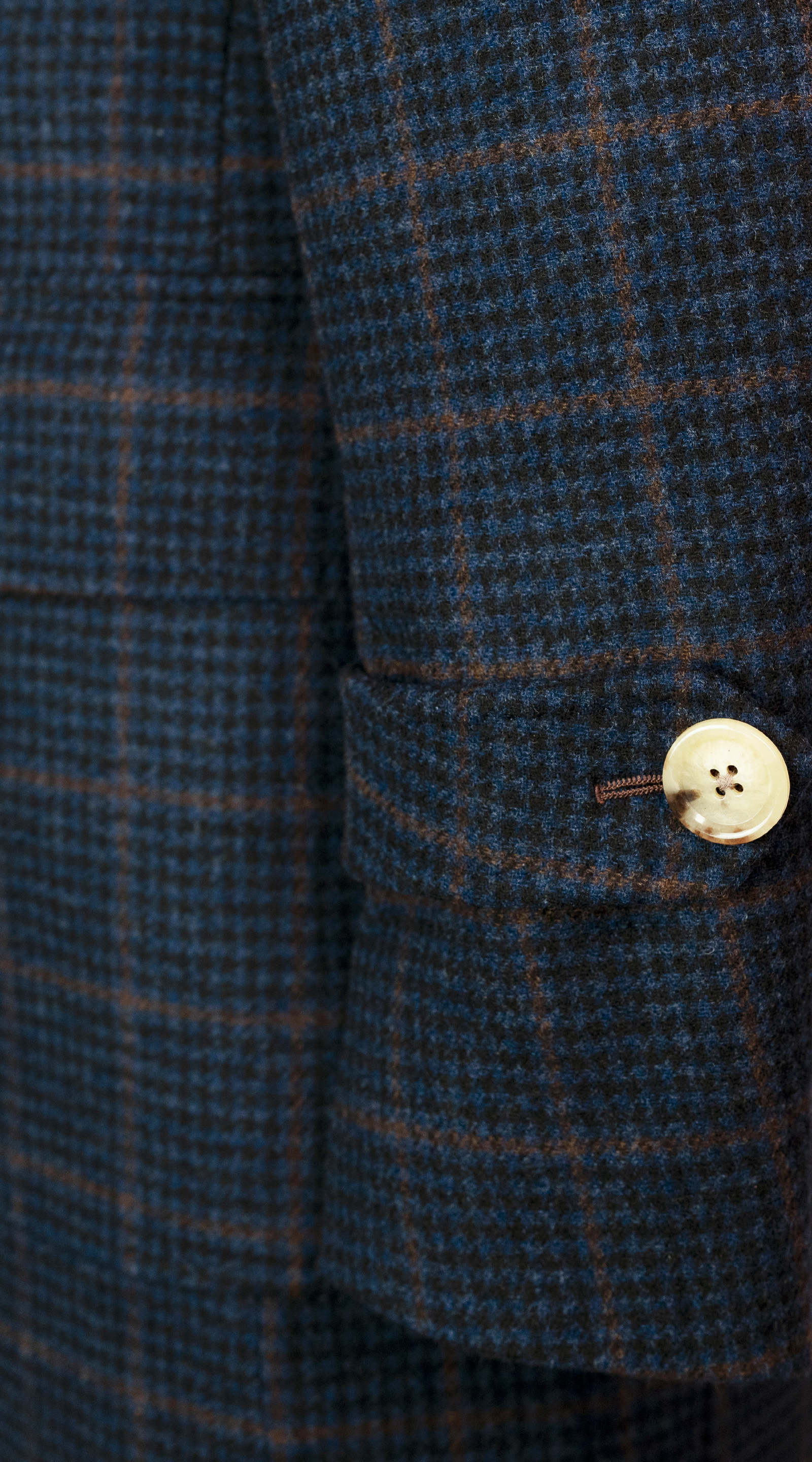 Court Manteau Carreaux Bleu Minuit