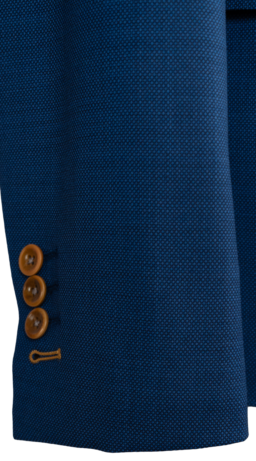 Complet en Laine Birdseye Bleu Cobalt