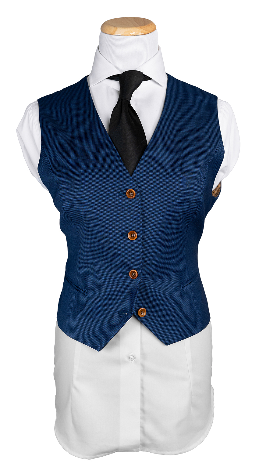 Complet en Laine Birdseye Bleu Cobalt