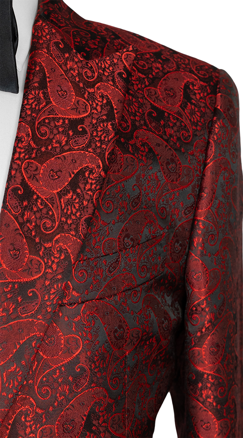 Crimson Paisley Jacquard Tuxedo