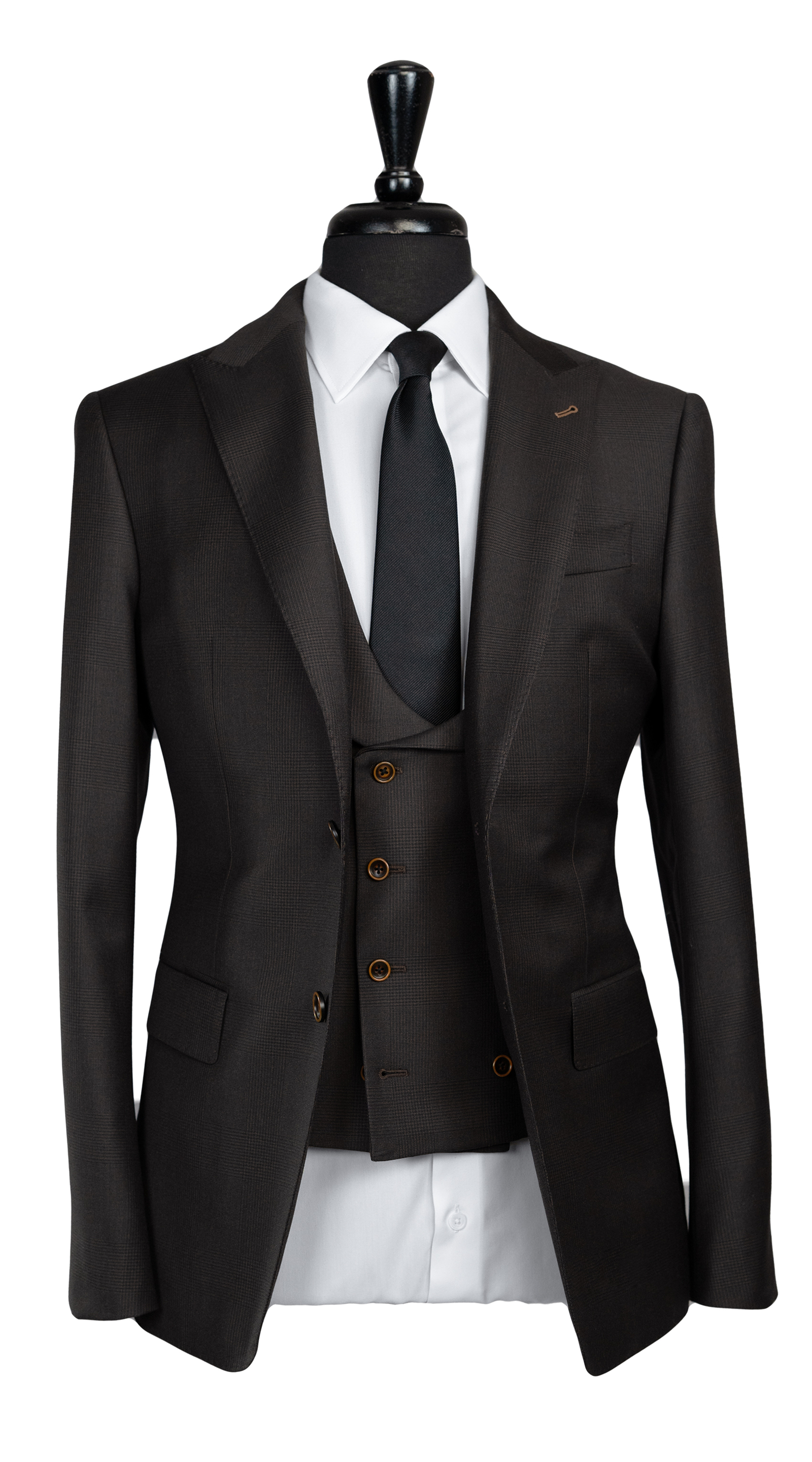 Espresso Glen Plaid Three-Piece Suit