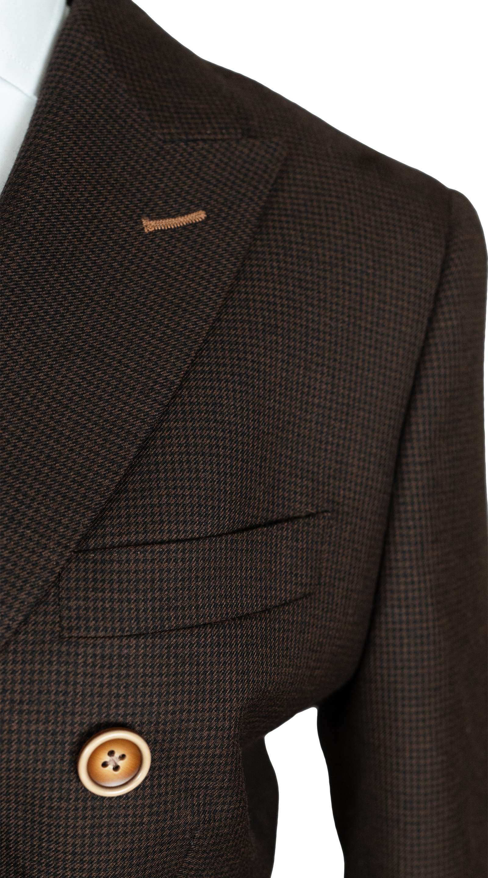 Espresso Houndstooth Double-Breasted Overcoat 