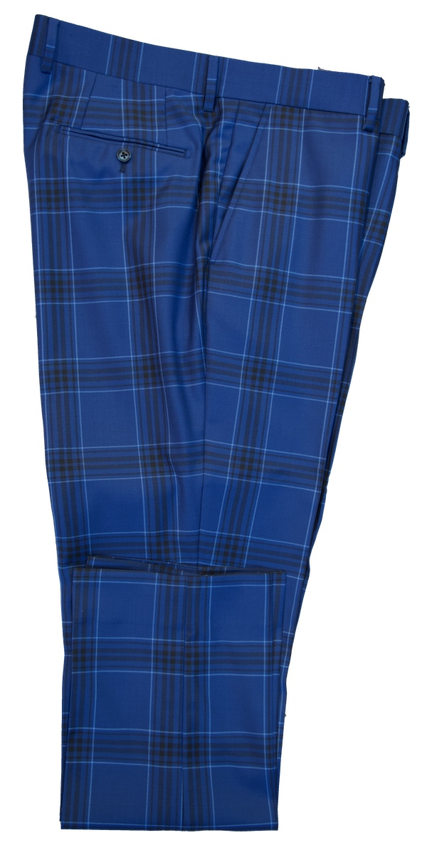 Large Check Blue Wool Suit