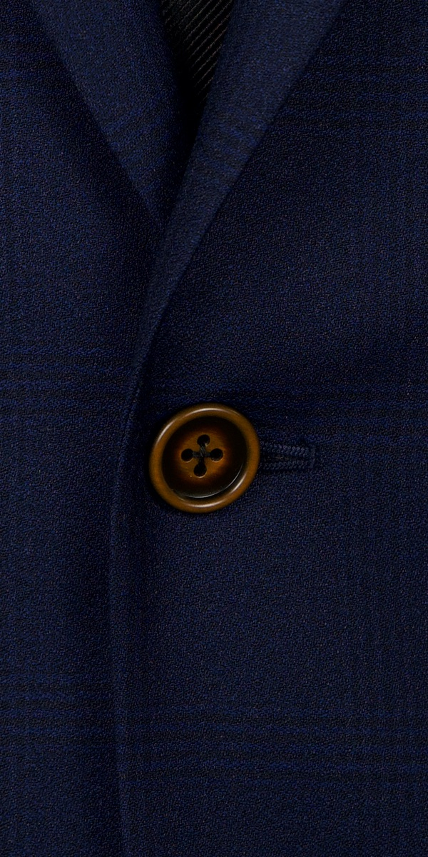 Blue Melange Windowpane Wool Suit