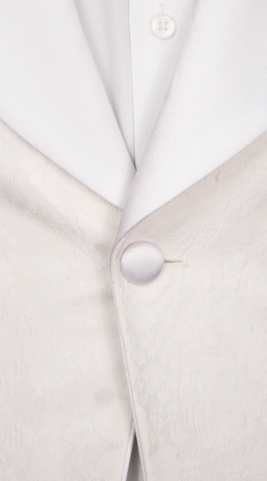 Tuxedo Jacquard Classique Blanc Motifs Floraux 