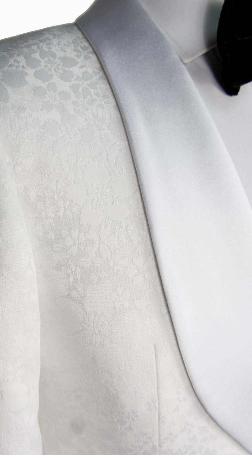 Tuxedo Jacquard Classique Blanc Motifs Floraux 