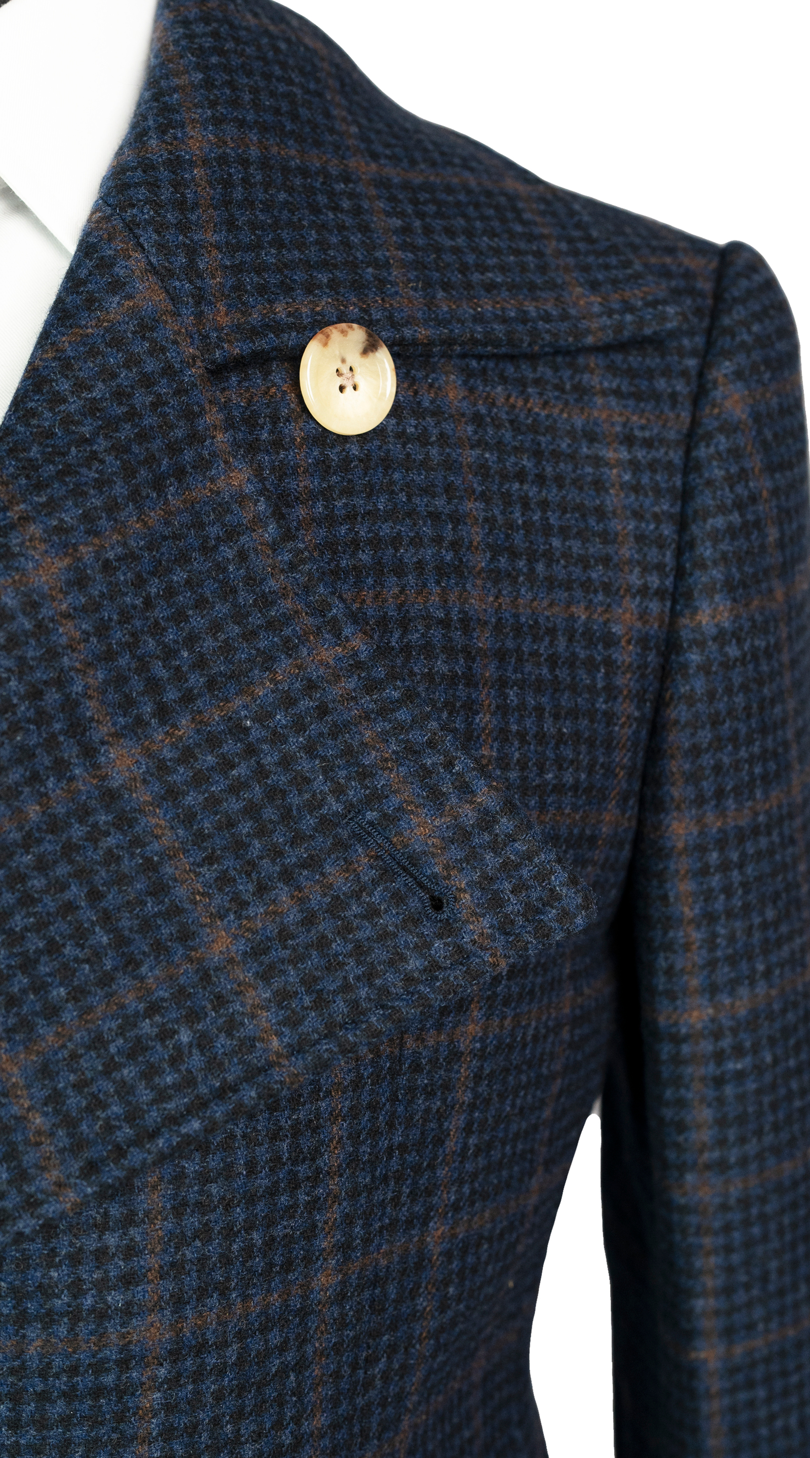 Court Manteau Carreaux Bleu Minuit