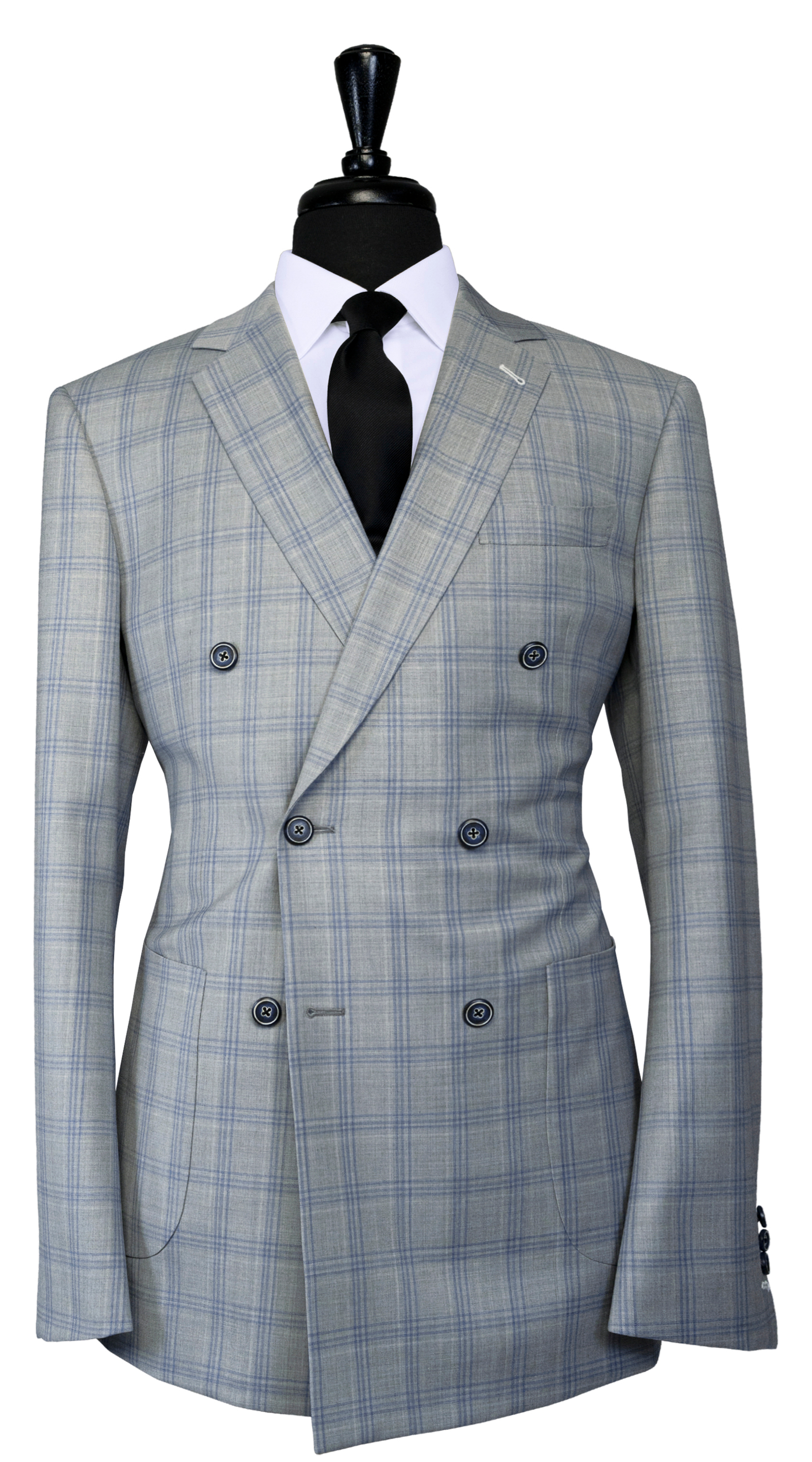 Grey Plaid Double-Breasted Suit