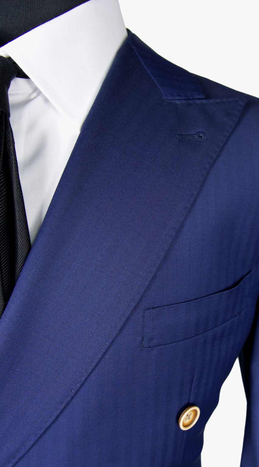 Navy Blue Chevron Wool Suit