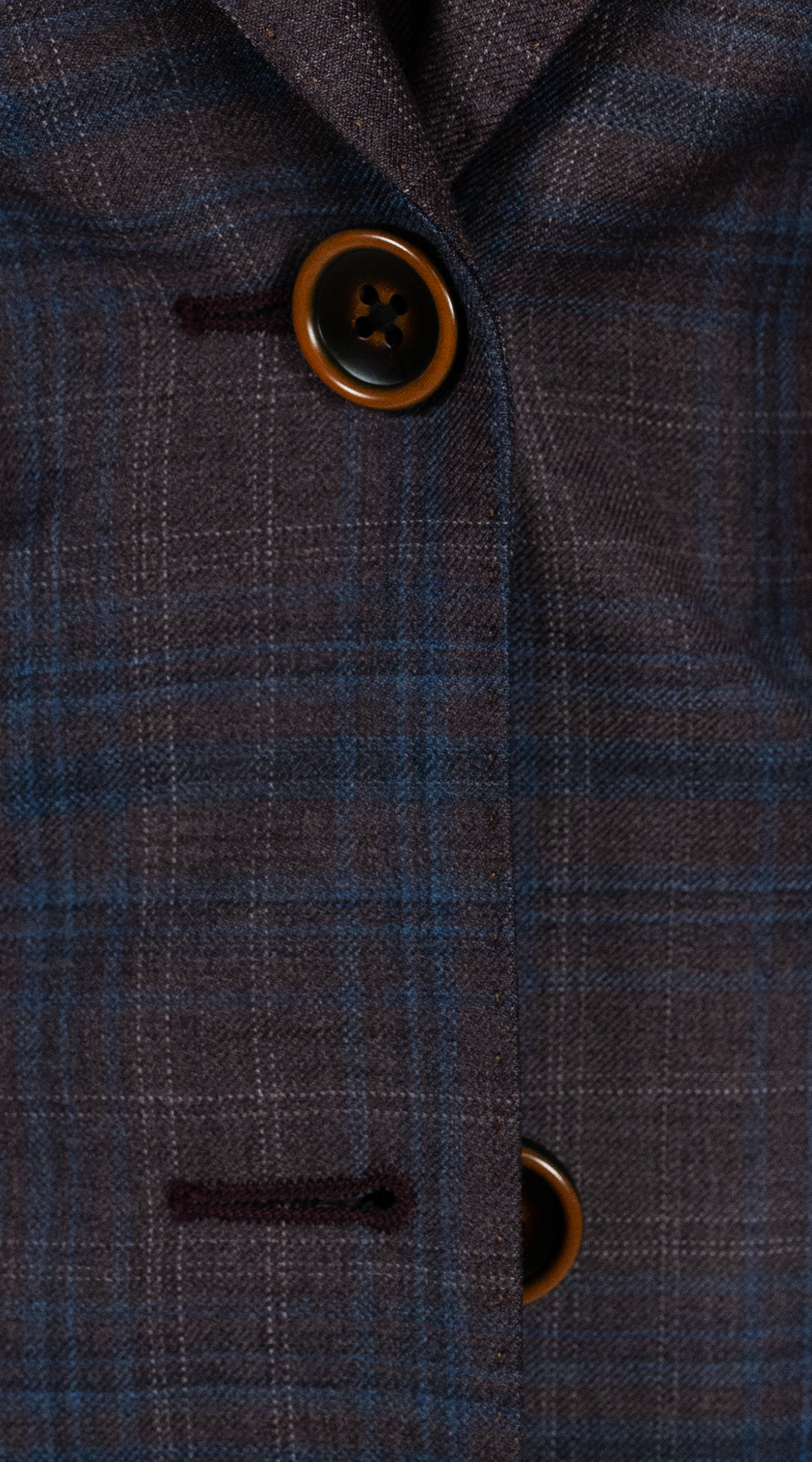 Mocha Blue Plaid Three-Piece Suit 