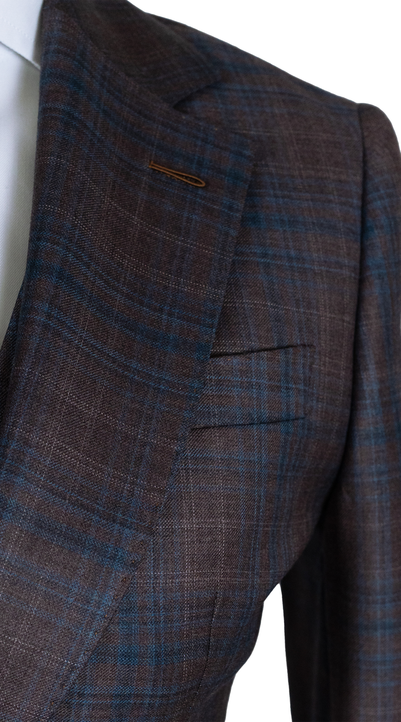 Mocha Blue Plaid Three-Piece Suit 
