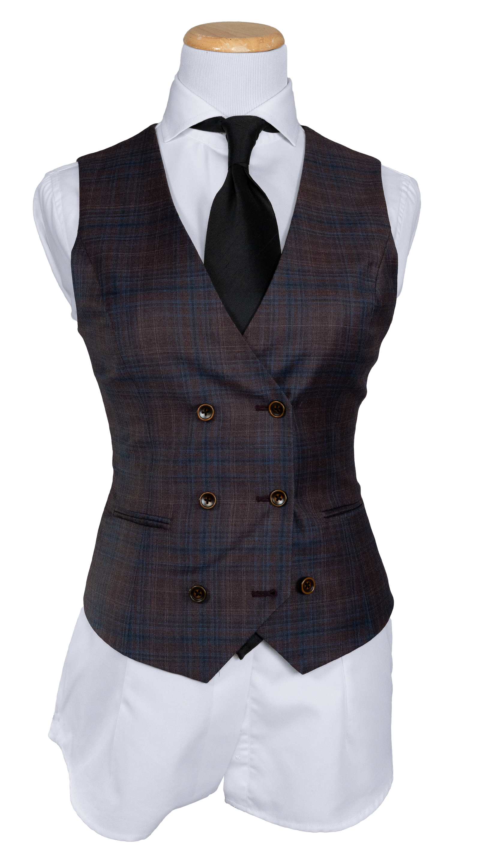 Mocha Blue Plaid Three-Piece Suit 